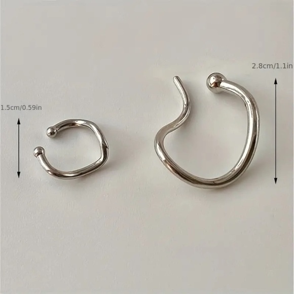 2pcs/pair Asymmetric Ear Cuff Irregular Copper Elegant Women' - Picture 4 of 6